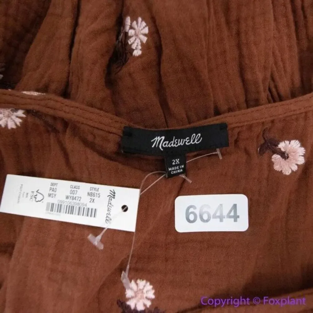 NEW Madewell plus Amie Floral Embroidered Lightspun Millbrook Peplum‎ Top, 2X